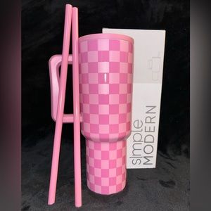 Pink Checkmate Simple Modern Pink Plaid 40oz Tumbler NEW in Box